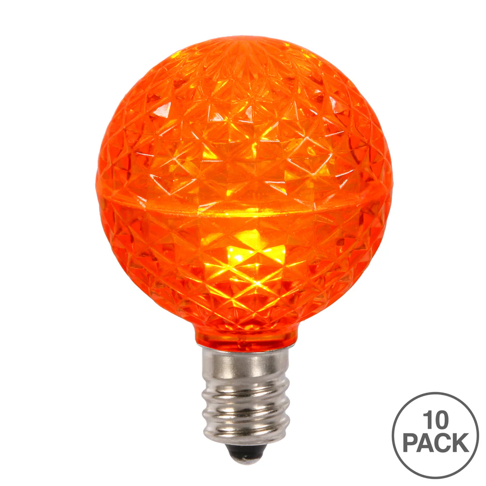 Vickerman G50 LED Orange Faceted Replacement Bulb, E17/C9 Nickel Base, 20 Pack. - Cheap-Us