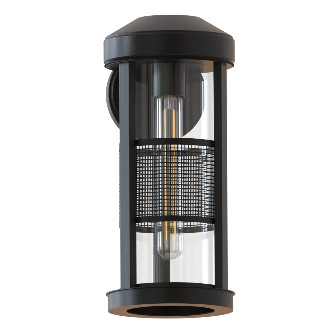 Erma One Light Outdoor Wall Sconce In With Screen Detail and Glass Cylinder Shade - Cheap-Us