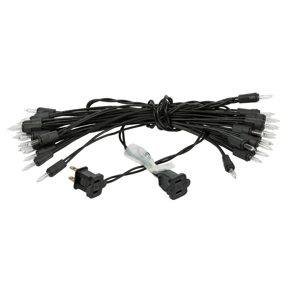 Vickerman 35 Clear Dura-lit Mini Light on Black Wire, 26' Christmas Light Strand - Cheap-Us