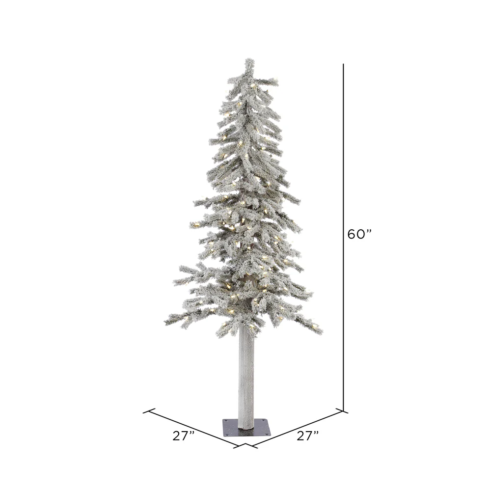Vickerman 5' Flocked Alpine Artificial Christmas Tree Pure White  Single Mold LED lights - Cheap-Us