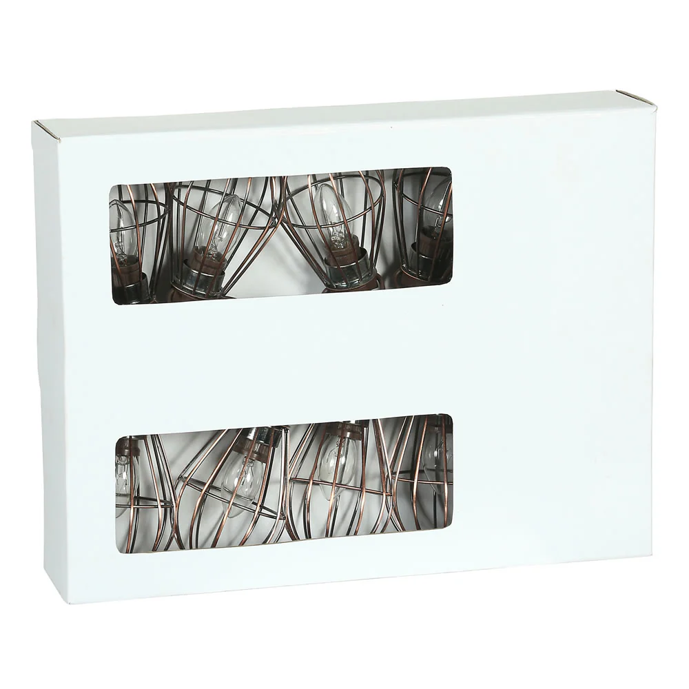 Vickerman 10Lt C7 Clear Bulb with Copper Metal Lamp Cage Set UL Brown Wire with 24