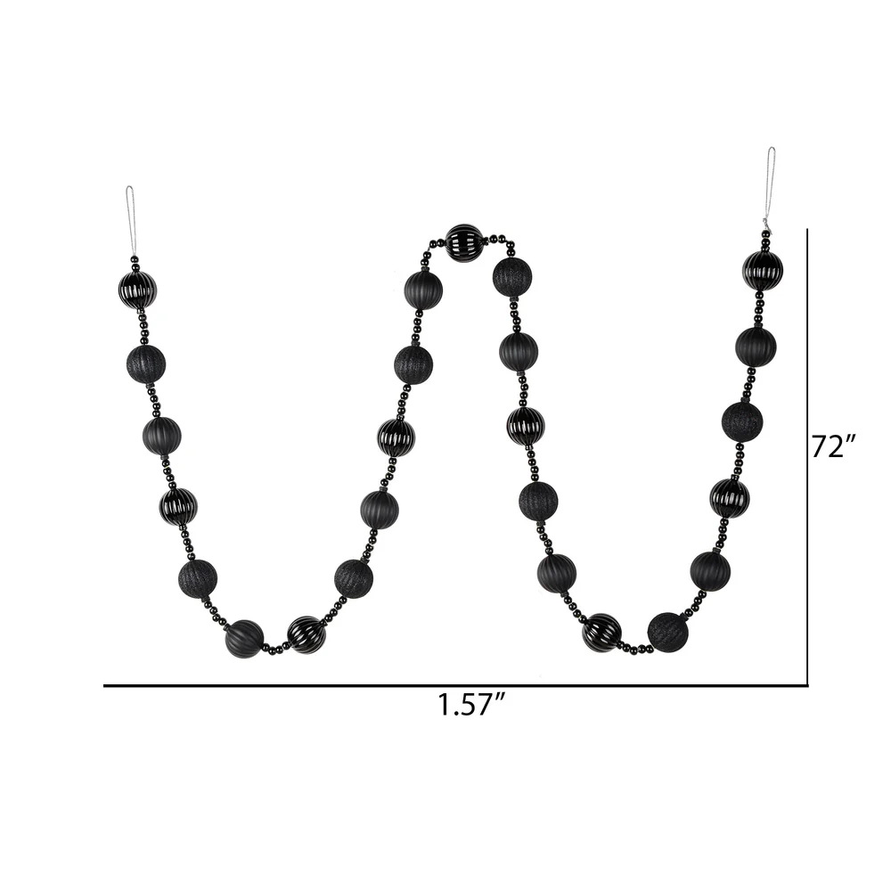 Vickerman 6' Black Stripe Ball Ornament Christmas Garland - Cheap-Us