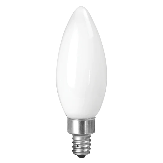 Luxrite LED B11 Torpedo Tip Chandelier Light Bulb, E12 Candelabra Base, 4W, 2700K - Warm White, 400 Lumens, 80 CRI, White Finish, Dimmable, Pack of 12 (LR21552) - Cheap-Us