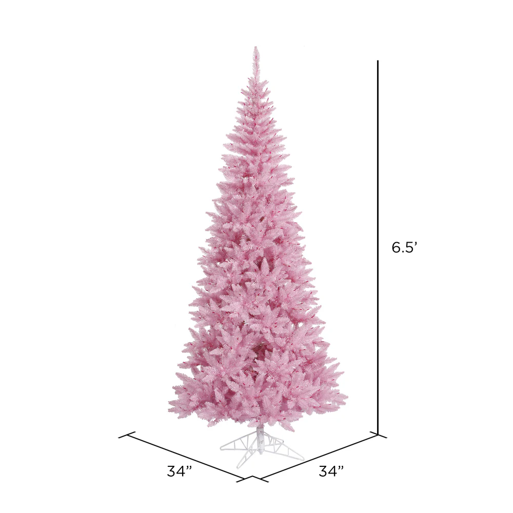 Vickerman 6.5' Pink Fir Slim Artificial Christmas Tree Unlit - Cheap-Us