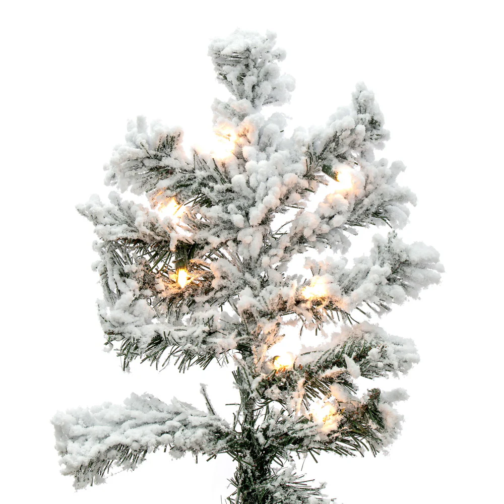 Vickerman 5.5' Flocked Alaskan Pine Artificial Christmas Tree Clear Dura-Lit lights - Cheap-Us