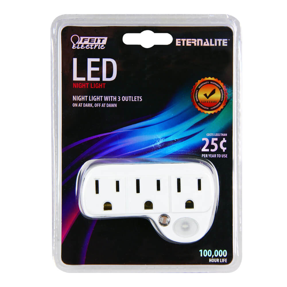 LED Night Light and 3 Outlets - Cheap-Us