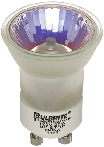 Bulbrite 20MR11/GU10F 20 Watt Dimmable Halogen Lensed MR11 Bulb, Twist and Lock GU10 Base, Frost - Cheap-Us