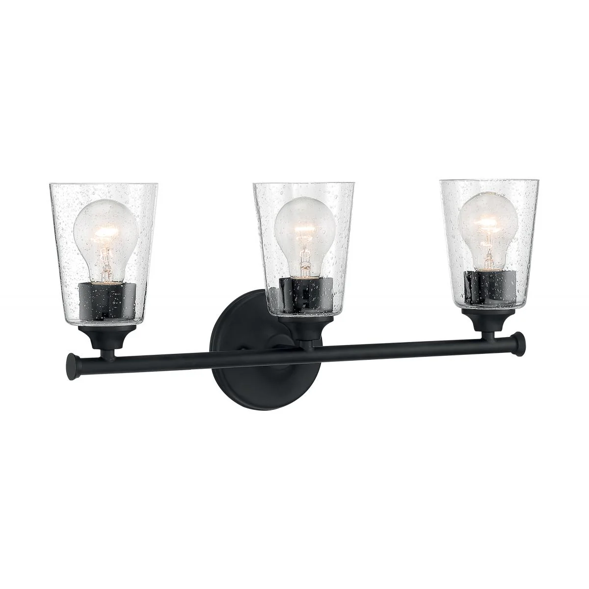 60-7283 BRANSEL 3 LIGHT VANITY Bransel - 3 Light Vanity with Seeded Glass - Matte Black Finish - Cheap-Us