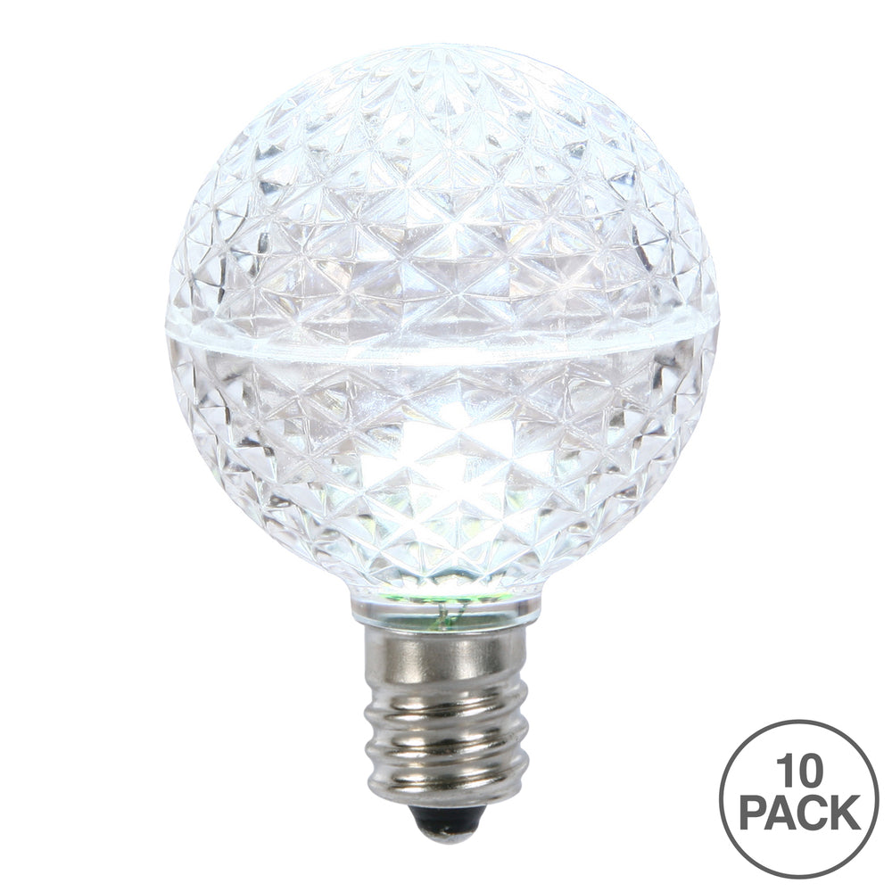 Vickerman G50 LED Cool White Faceted Replacement Bulb E17/C9 Nickel Base 10 Bulbs per Pack. - Cheap-Us