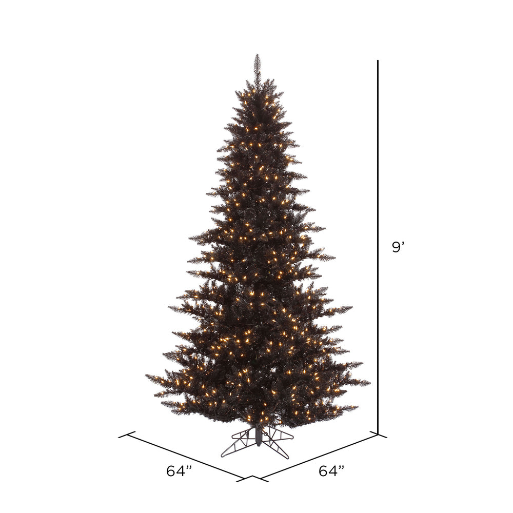 Vickerman 9' Black Fir Artificial Christmas Tree Warm White Dura-lit LED Lights - Cheap-Us