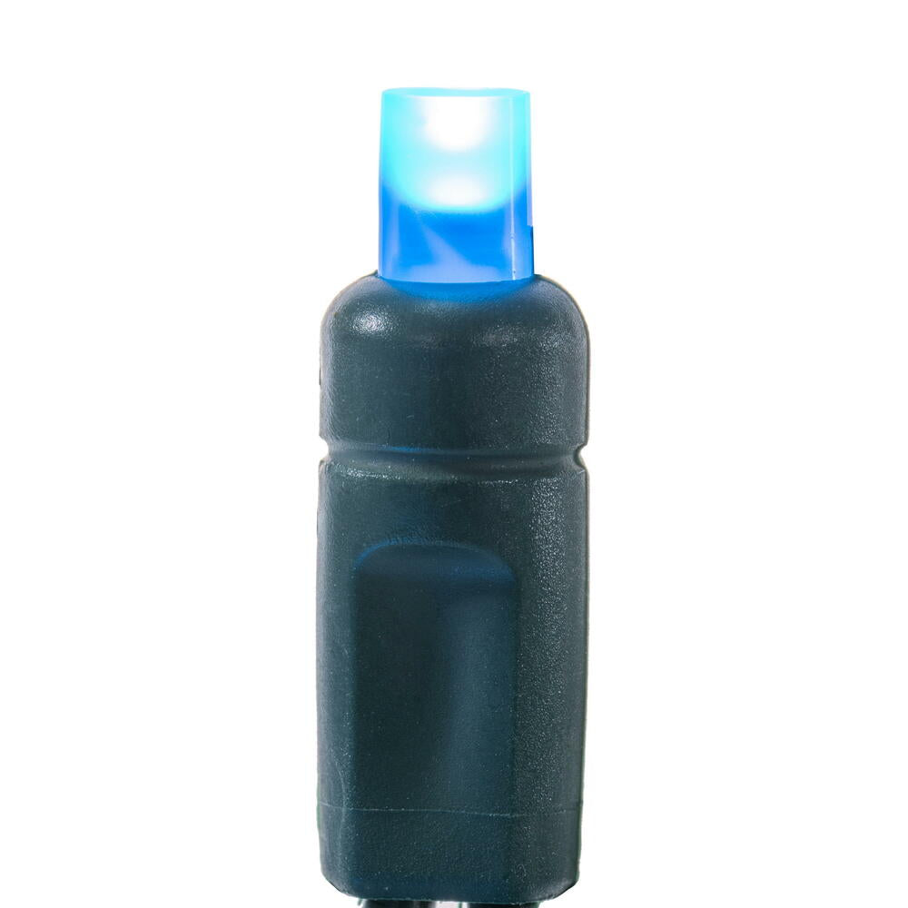 Vickerman 50 Teal Wide Angle Single Mold End-Connecting Coaxial Non-Rectified LED Light Set with 22 Gauge Green Wire, 3