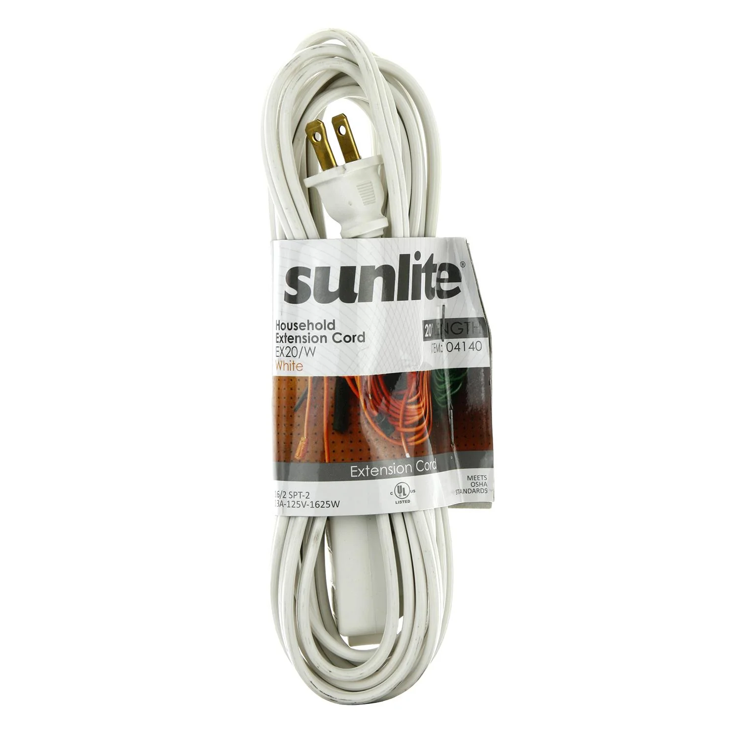 Sunlite EX20/WH Household 20-Feet Extension Cord, White - Cheap-Us