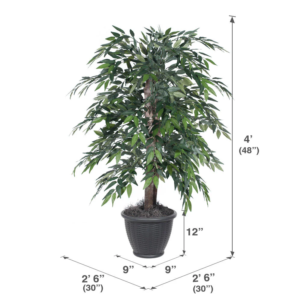 Vickerman 4' Artificial Green Smilax Bush Gray Round Plastic Container. - Cheap-Us