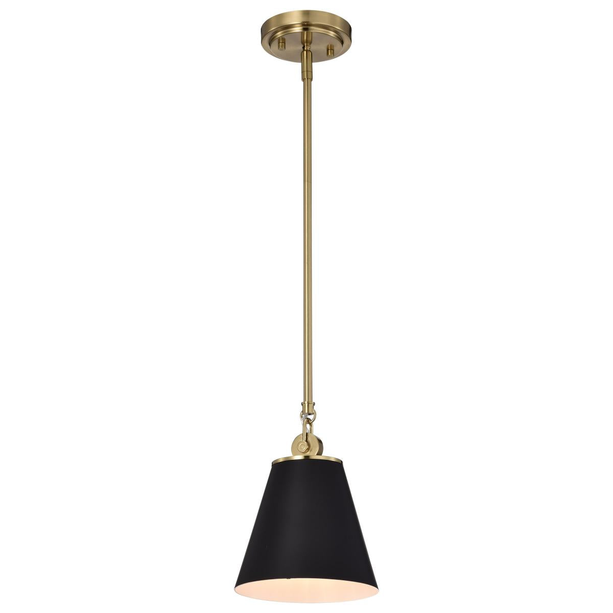 60-7408 DOVER 1 LIGHT SMALL PENDANT Dover; 1 Light; Small Pendant; Black with Vintage Brass - Cheap-Us