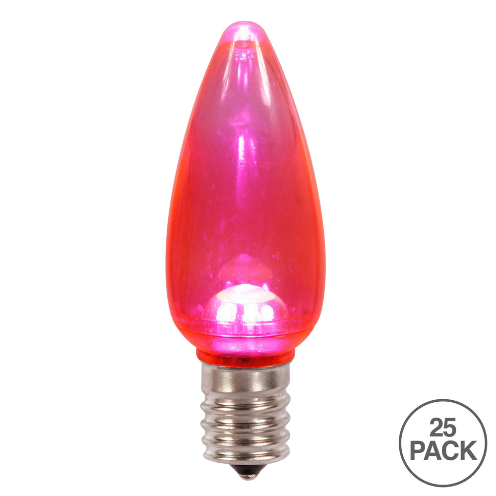 Vickerman C9 Transparent Plastic LED Pink Dimmable Bulb E17 Nickel Base 25 per bag - Cheap-Us