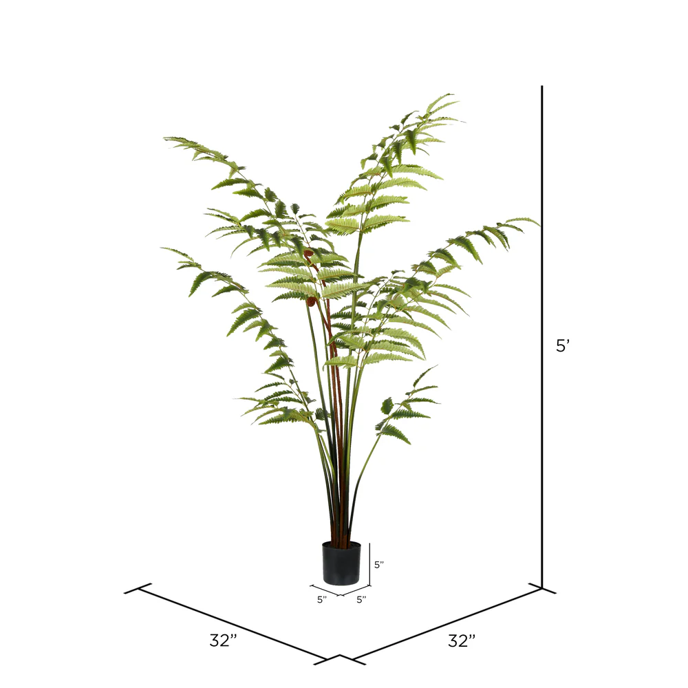 Vickerman 5' Artificial Potted Leather Fern. - Cheap-Us