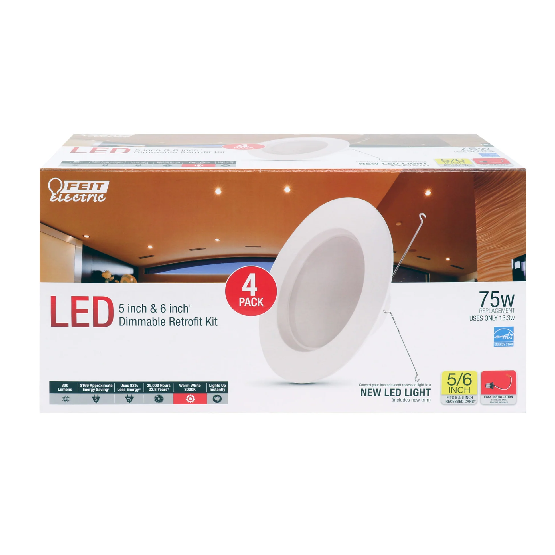 800 Lumen 3000K 5 & 6 Inch Dimmable Recessed Downlight - Cheap-Us