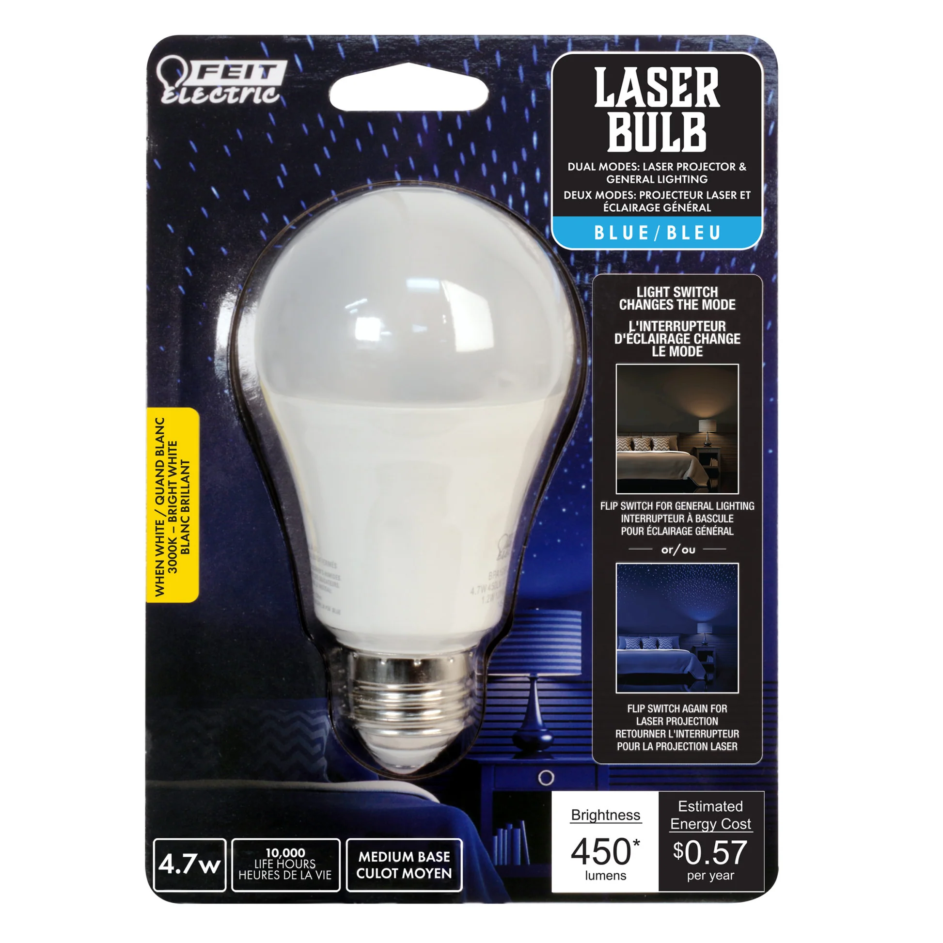 450 Lumen Warm White Blue Laser A19 - Cheap-Us