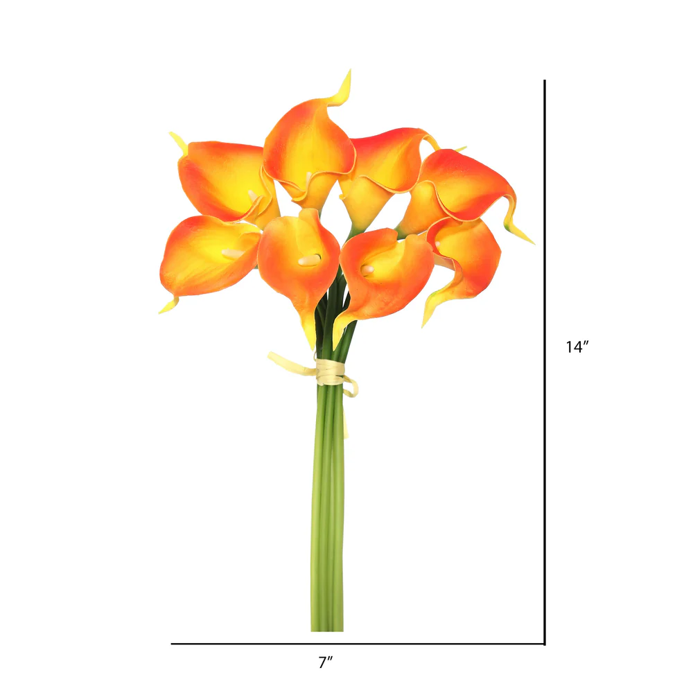 Vickerman 14'' Artificial Orange Calla Lily. Eight stems per pack - Cheap-Us