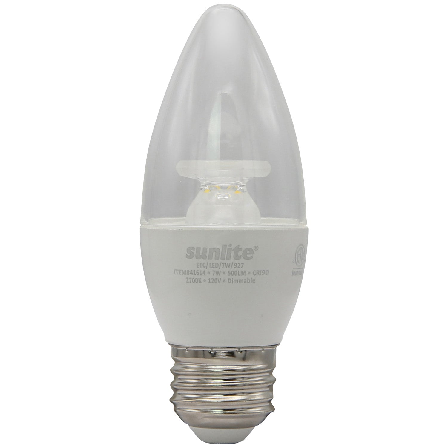 LED Torpedo Tip B10 Clear Chandelier Light Bulb, 7 Watts (60W Equivalent), 500 Lumens, Medium Base (E26), 90 CRI, Dimmable, Energy Star, ETL Listed, 2700K Warm White, 6 Count - Cheap-Us