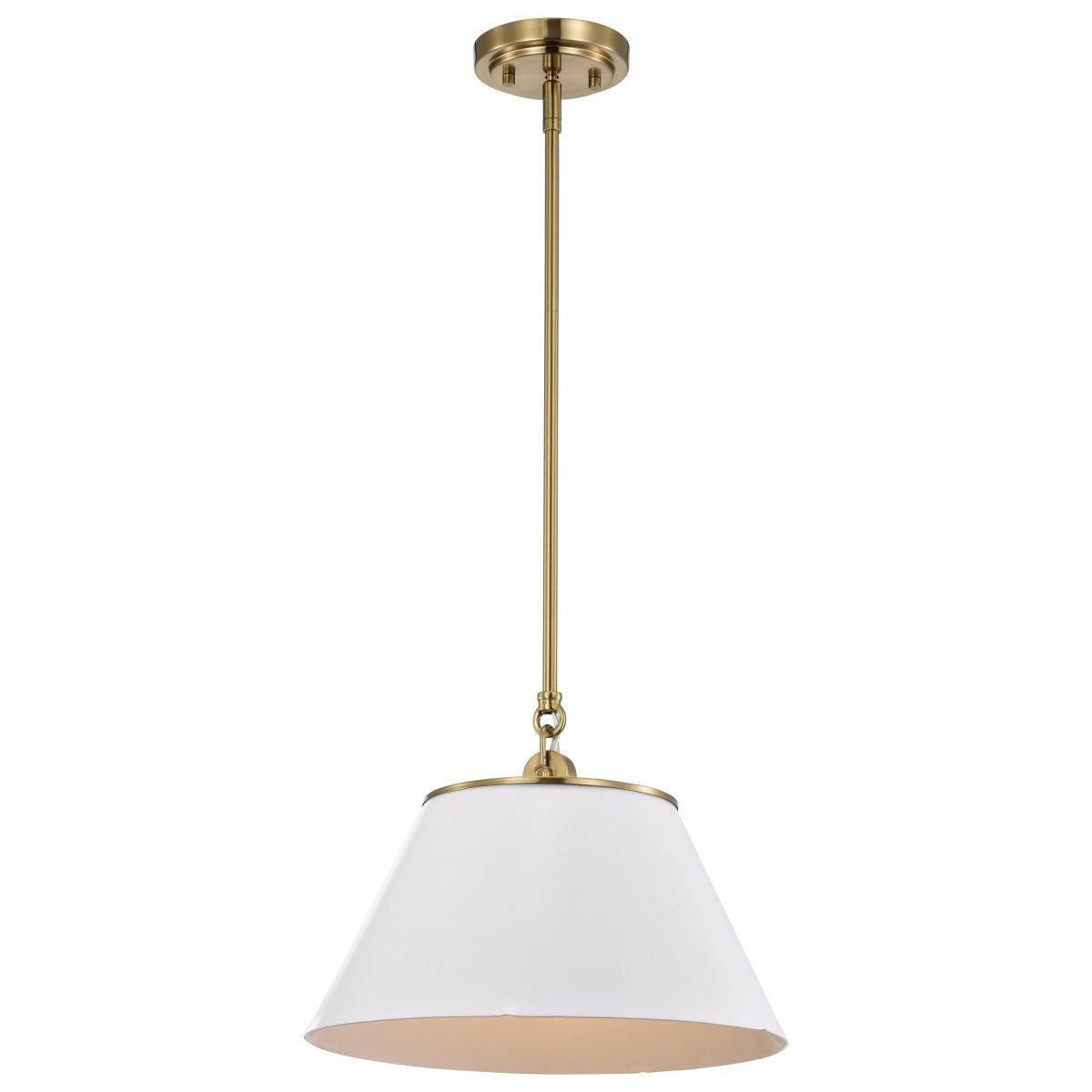 60-7412 DOVER 1 LIGHT MEDIUM PENDANT Dover; 1 Light; Medium Pendant; White with Vintage Brass - Cheap-Us