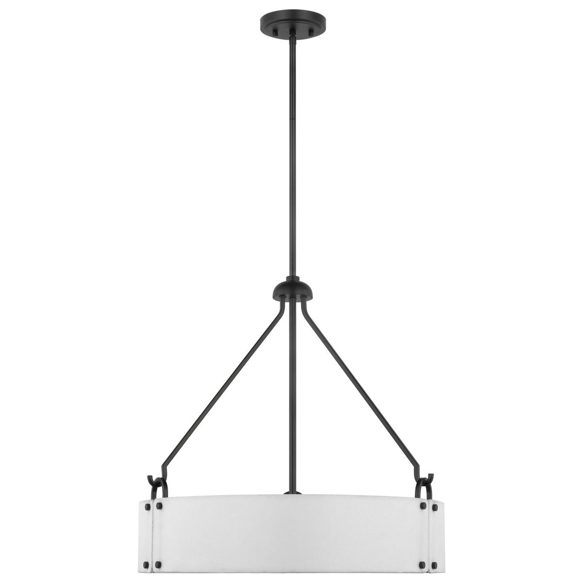 60-7692 HALTER 4LT PENDANT Halter; 4 Light Pendant; Medium Base; 60 Watt; Matte Black Finish; White Fabric Shade - Cheap-Us
