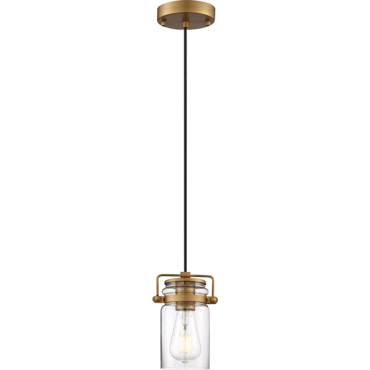 60-6735 ANTEBELLUM 1 LT MINI PENDANT Antebellum - 1 Light Mini Pendant - with Clear Glass -Vintage Brass Finish - Cheap-Us