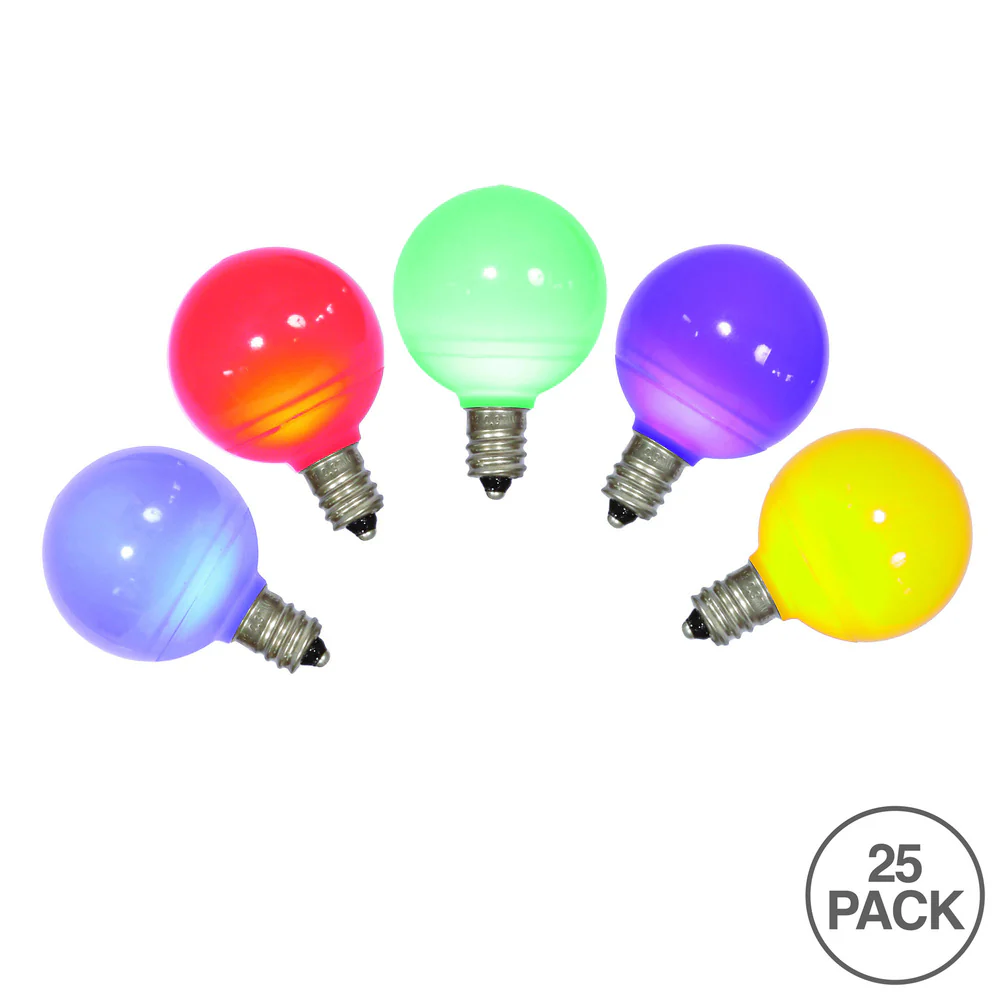 Vickerman G40 Multi Ceramic LED Nickel Base Bulb E12 120V  .6 Watts 25 Bulbs per Pack. - Cheap-Us