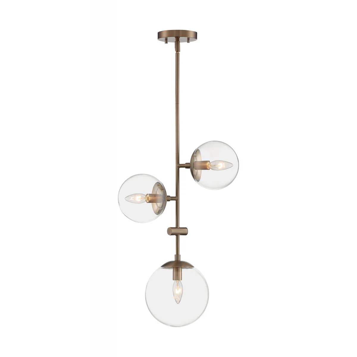 60-7124 SKY 3 LIGHT PENDANT Sky - 3 Light Pendant with Clear Glass - Burnished Brass Finish - Cheap-Us