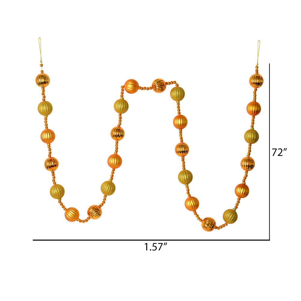 Vickerman 6' Antique Gold Stripe Ball Ornament Christmas Garland - Cheap-Us