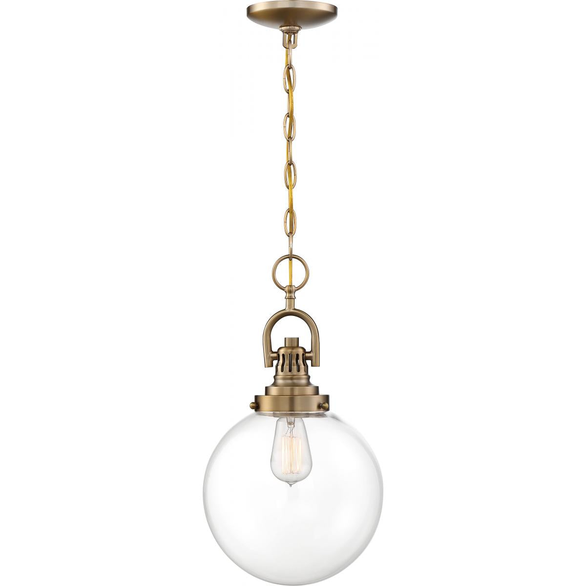 60-6671 SKYLOFT 1 LIGHT PENDANT Skyloft- 1 Light Pendant - with Clear Glass - Burnished Brass Finish - Cheap-Us
