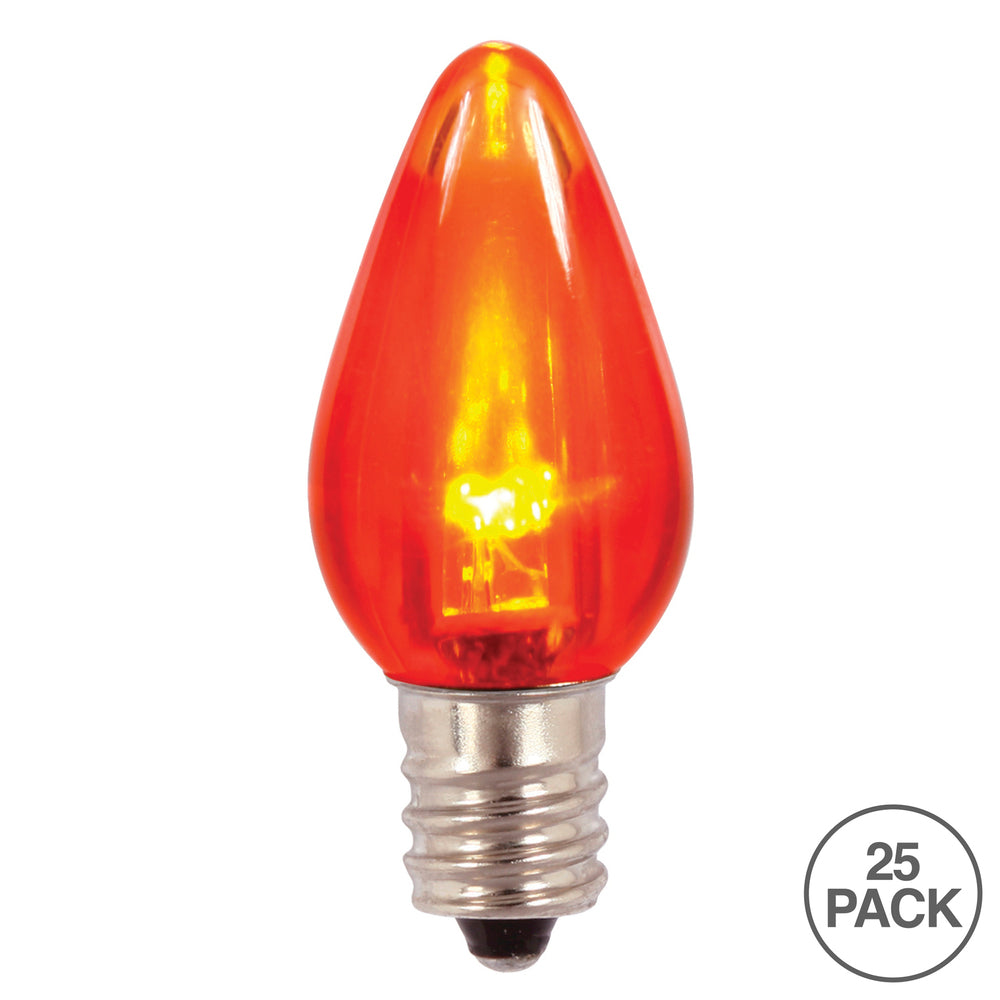 Vickerman C7 Transparent Plastic LED Orange Dimmable Bulb, E12 Nickel Base, 50 Pack. - Cheap-Us