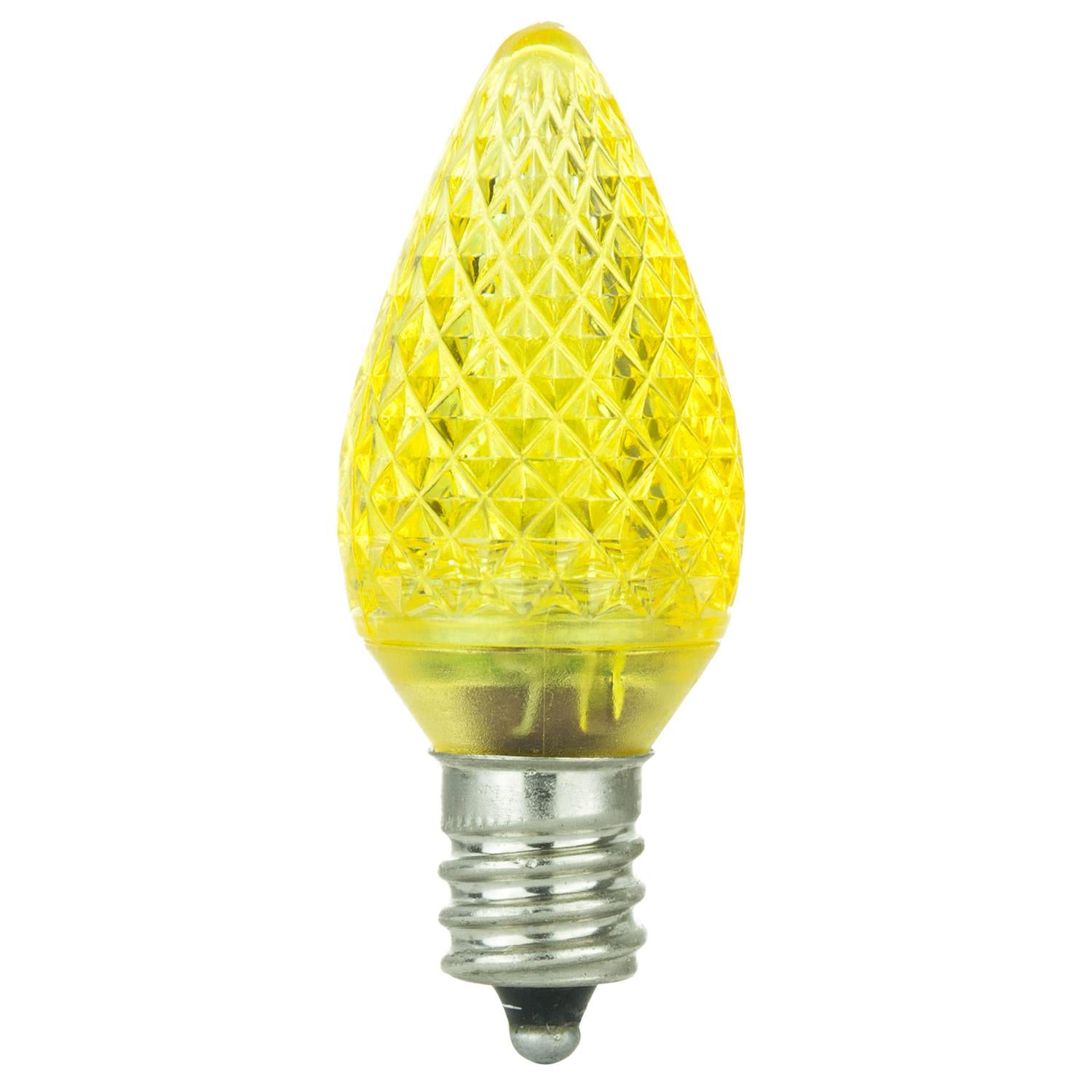 Sunlite 80704 LED C7 Holiday Decorative Bulb 0.4 Watts, E12 Candelabra Base, Faceted Christmas-Lights Nightlight, Yellow - Cheap-Us