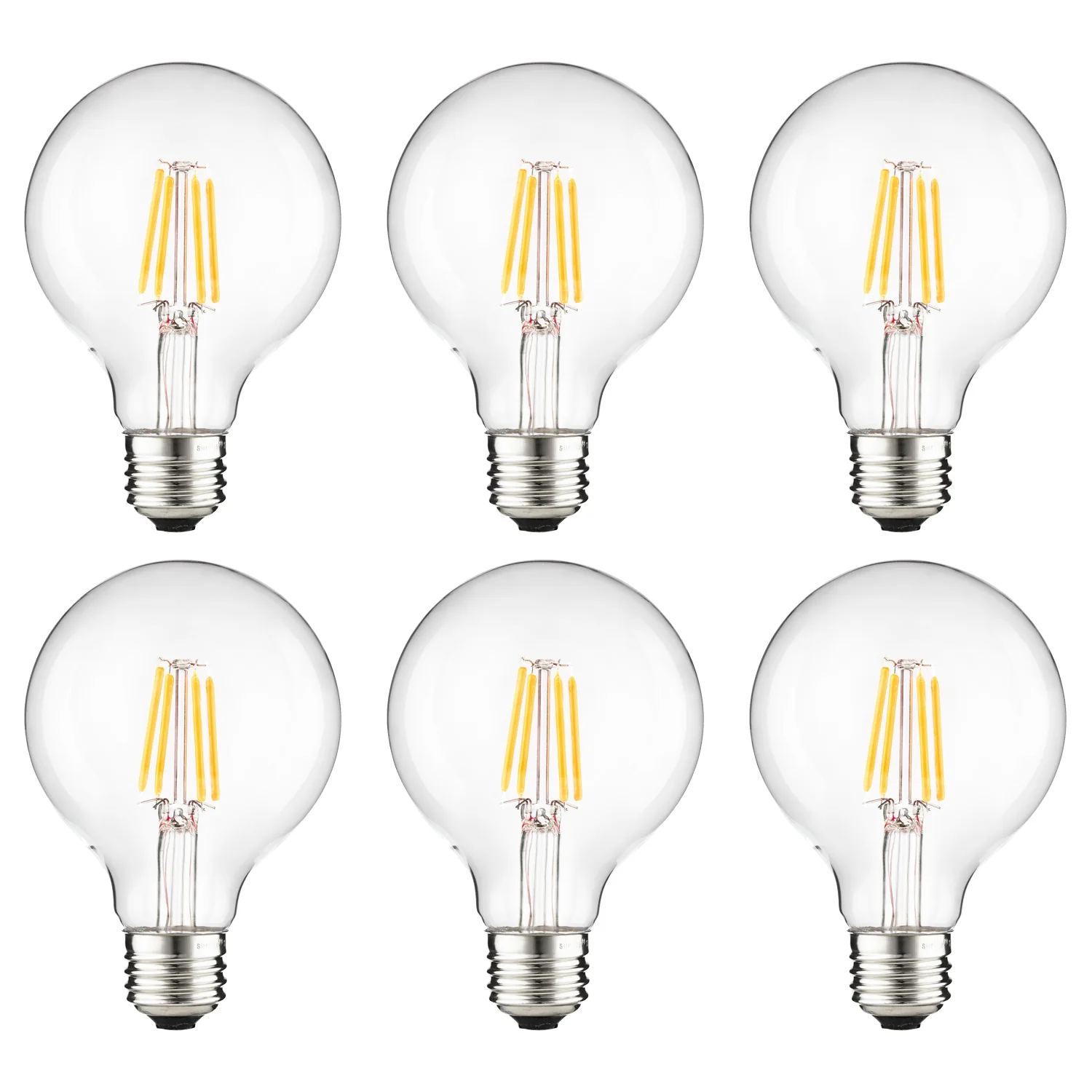 Sunlite 81117 LED Filament G25 Globe 6-Watt (75 Watt Equivalent) Clear Dimmable Light Bulb, 5000K - Super White - Cheap-Us