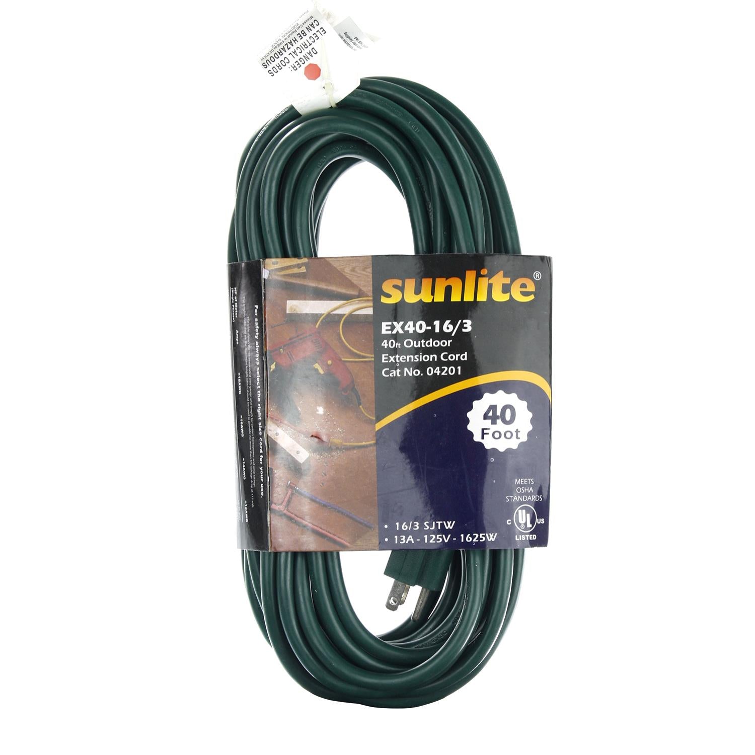 Sunlite EX40-16/3/HD/G Heavy Duty Green Extension Cord - Cheap-Us