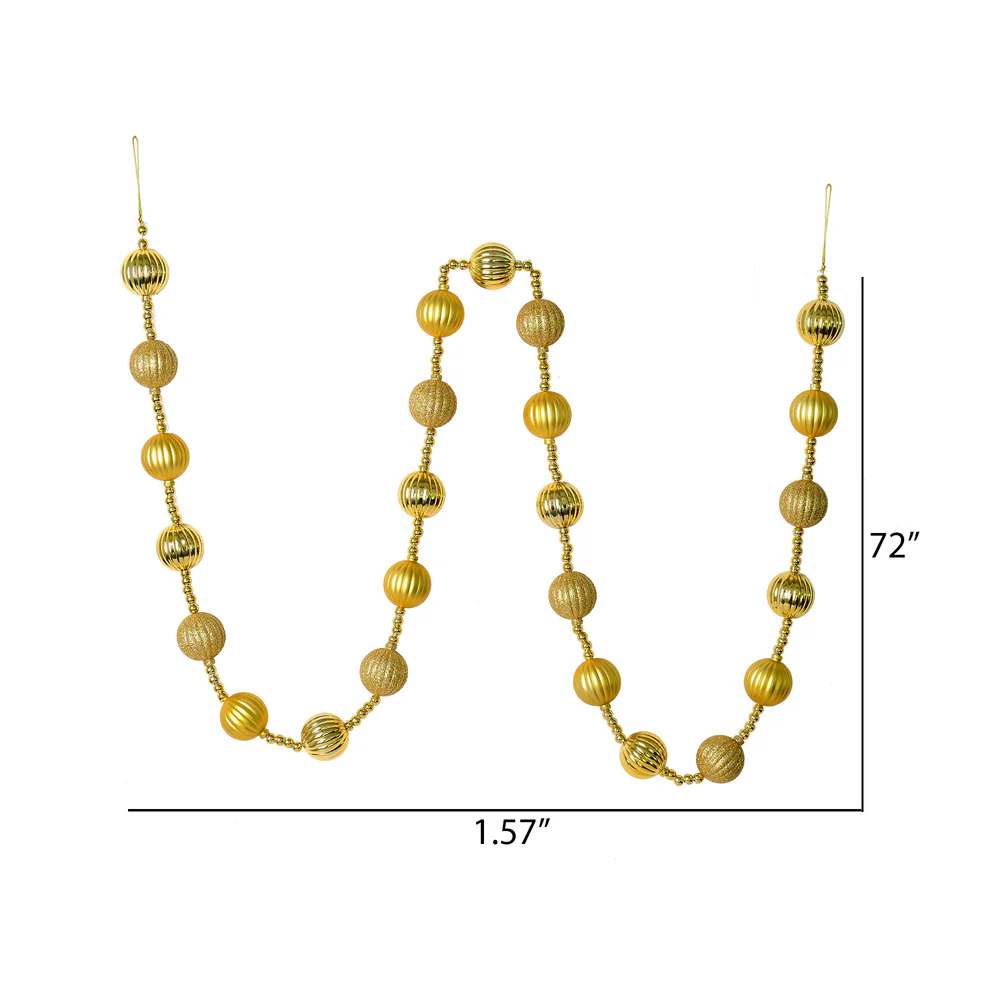 Vickerman 6' Gold Stripe Ball Ornament Christmas Garland - Cheap-Us