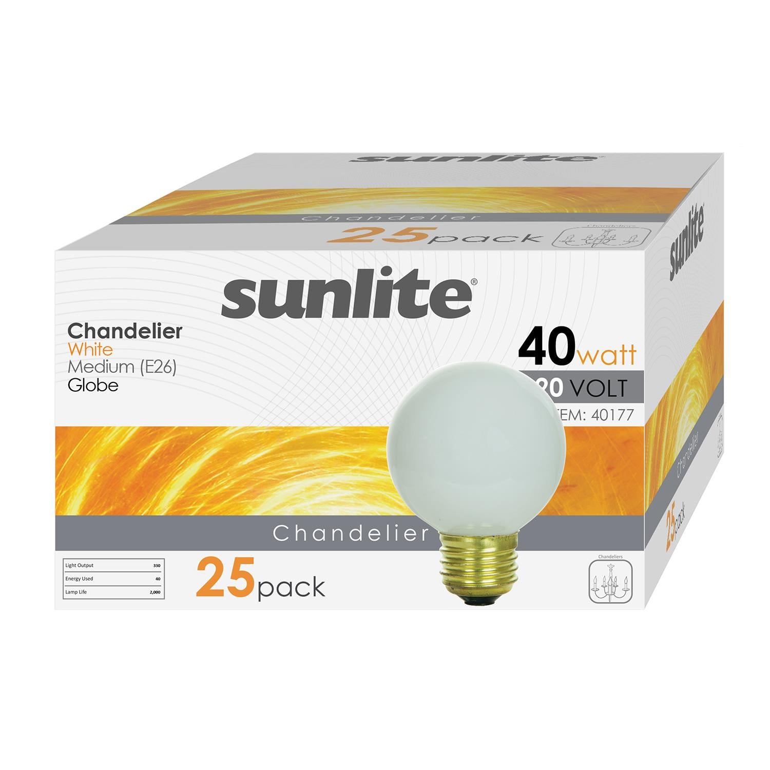 Sunlite 40 Watt G19 Globe, Medium Base, White - Cheap-Us