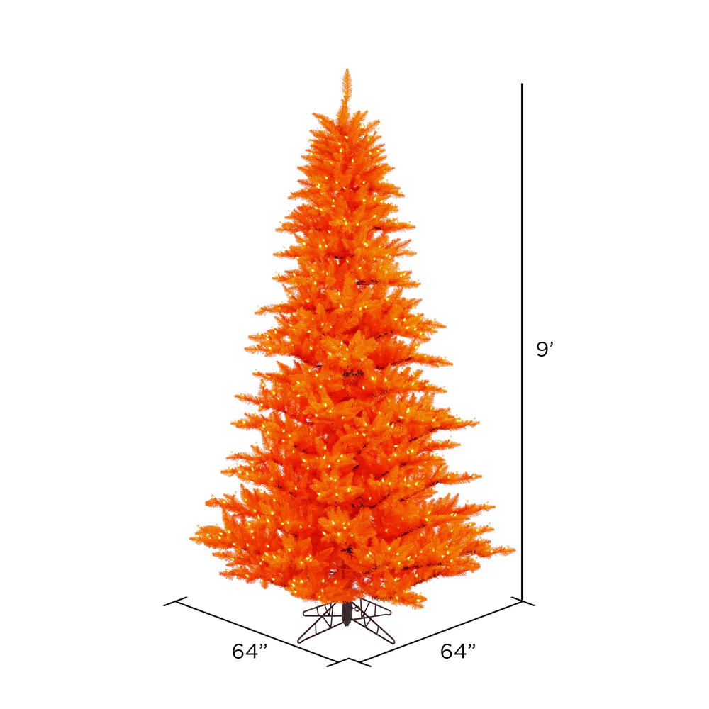 Vickerman 9' Orange Fir Artificial Christmas Tree Orange  Dura-lit LED Lights - Cheap-Us