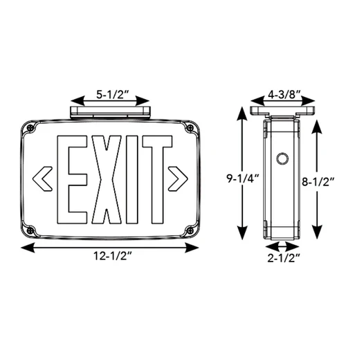Westgate Wet Location LED Exit Double Face, Green Letters, Black Panel, LED Exit & Emergency Lighting, 3.8W - Cheap-Us