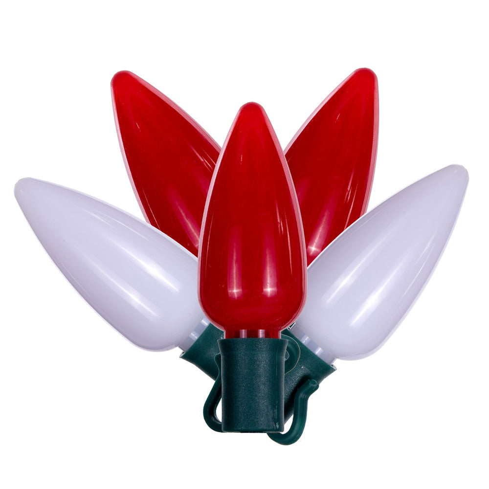 Vickerman 25 Red-Warm White Ceramic C9 LED Light on Green 22AWG Wire 25'. - Cheap-Us