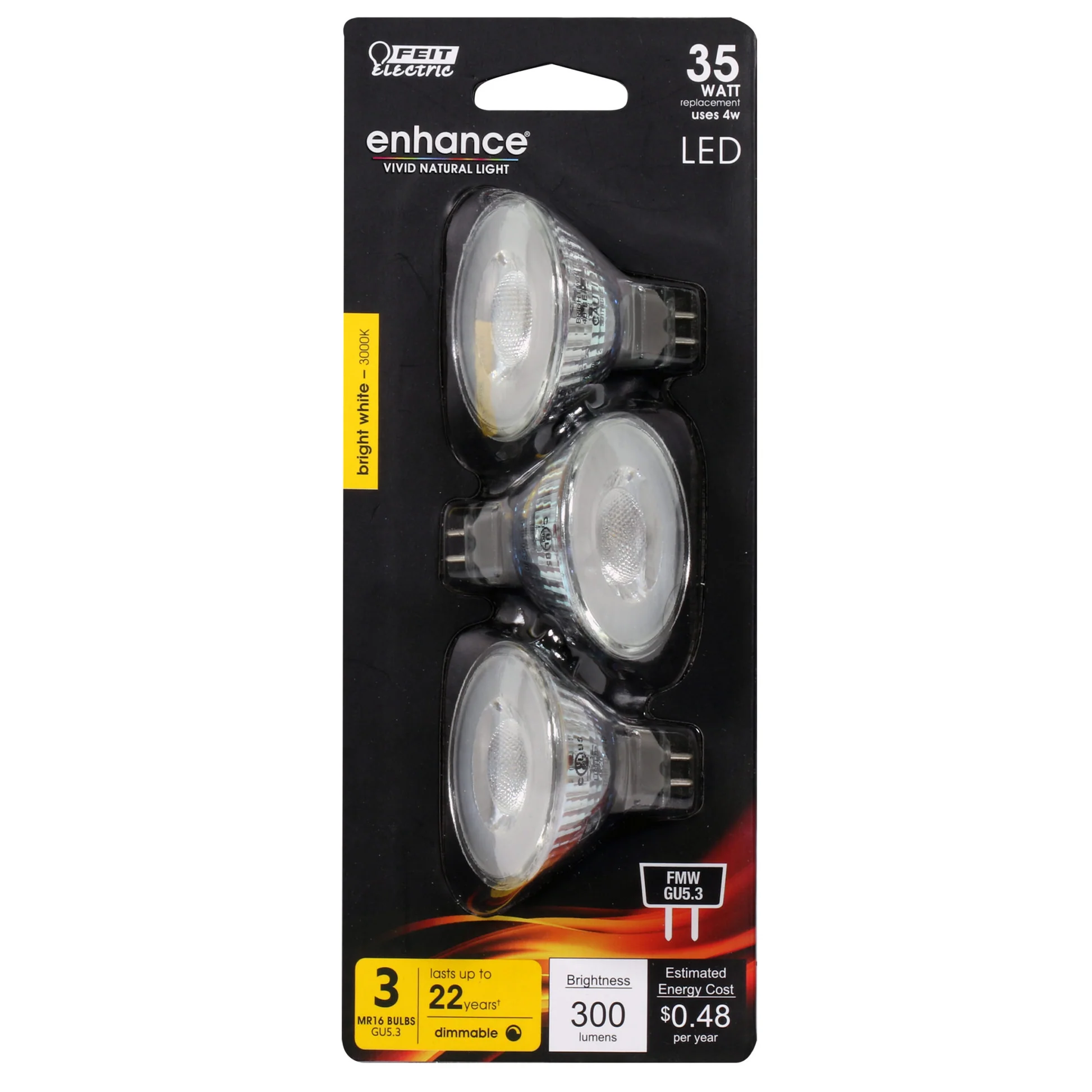 300 Lumens 3000K FMW GU5.3 MR16 Dimmable LED - Cheap-Us