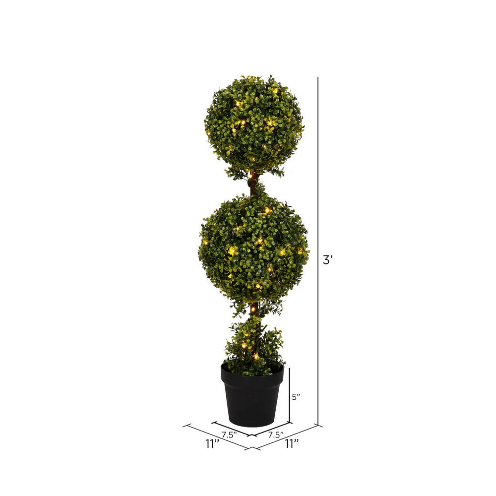 Vickerman 3' Artificial Double Ball Green Boxwood Topiary. - Cheap-Us