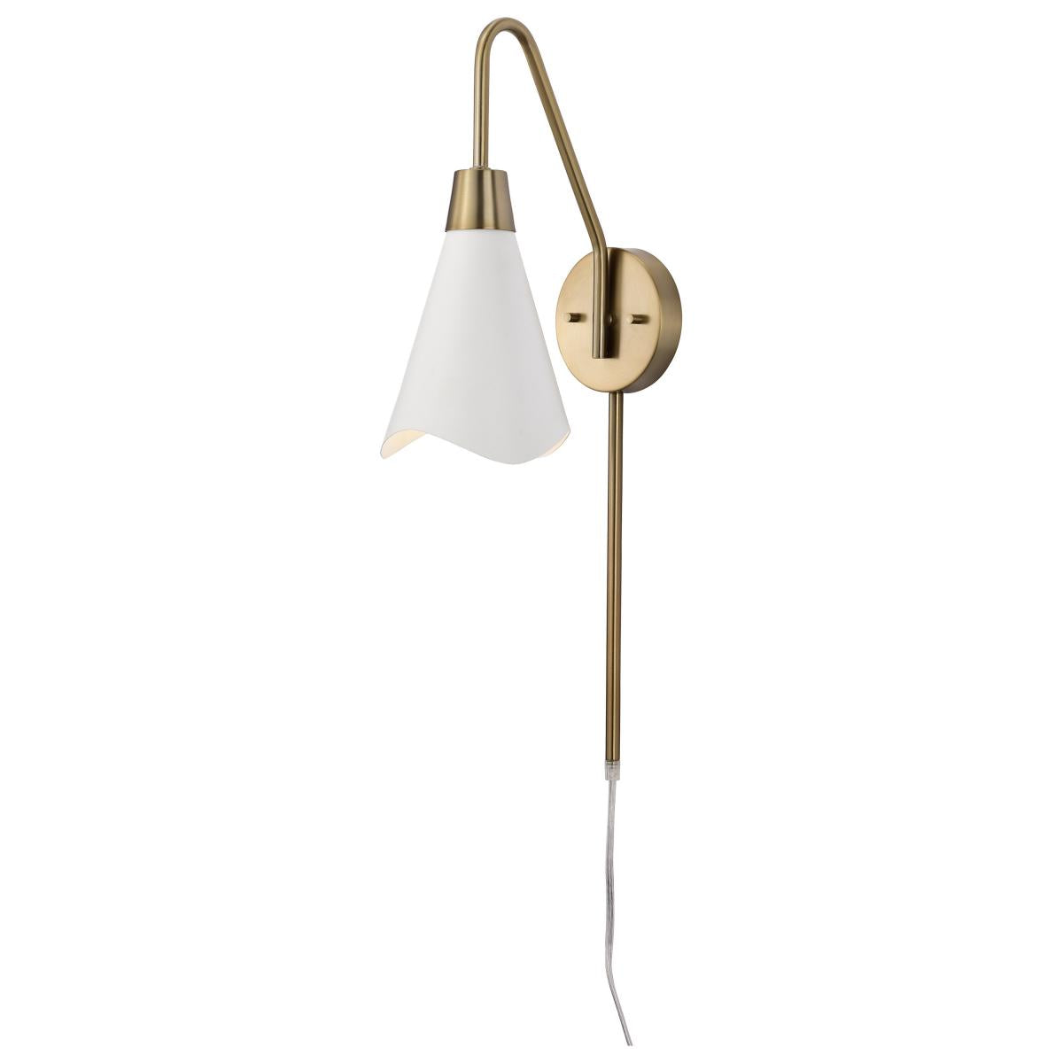 60-7468 TANGO 1 LIGHT WALL SCONCE Tango; 1 Light; Wall Sconce; Matte White with Burnished Brass - Cheap-Us