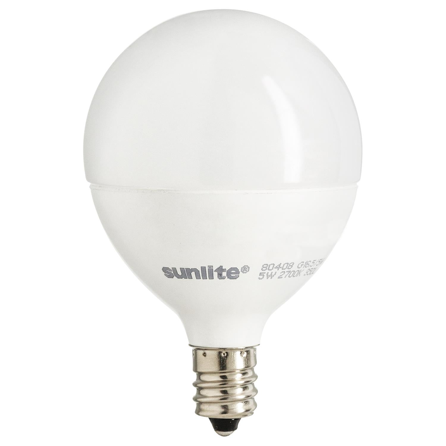 Sunlite LED G16.5 Globe 7W (60W Equivalent) Light Bulb Candelabra (E12) Base, 2700K Warm White - Cheap-Us