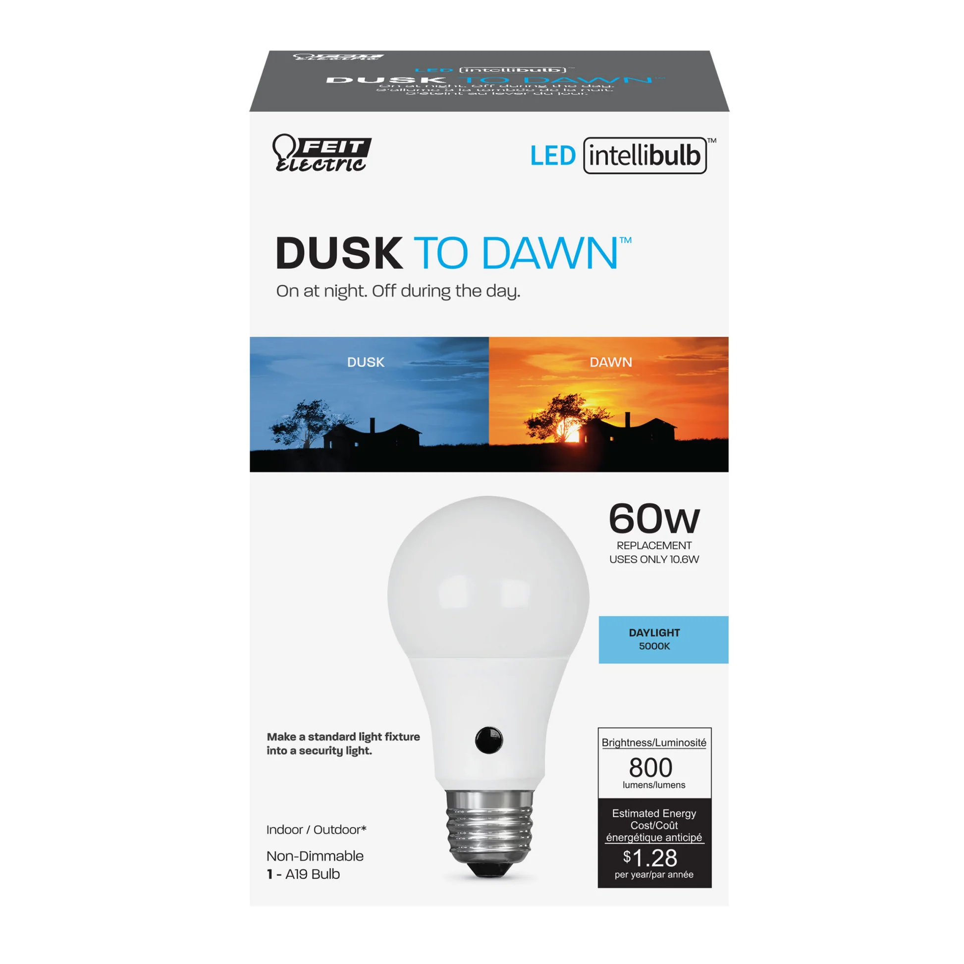 60-Watt Equivalent A19 Daylight Dusk-to-Dawn LED - Cheap-Us