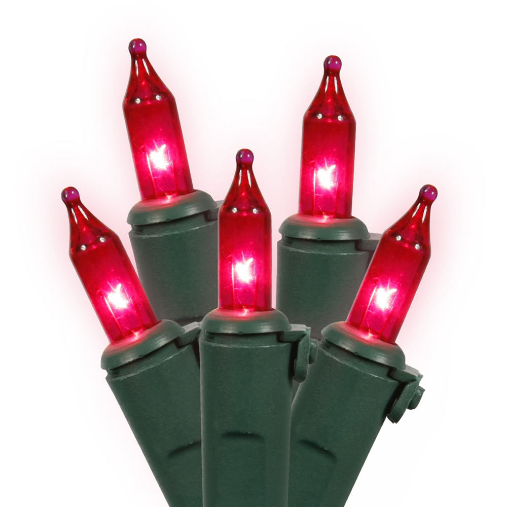 Vickerman 100 Pink Mini Light Icicle Light on Green Wire, 9' Christmas Light Strand- 2 Pack - Cheap-Us