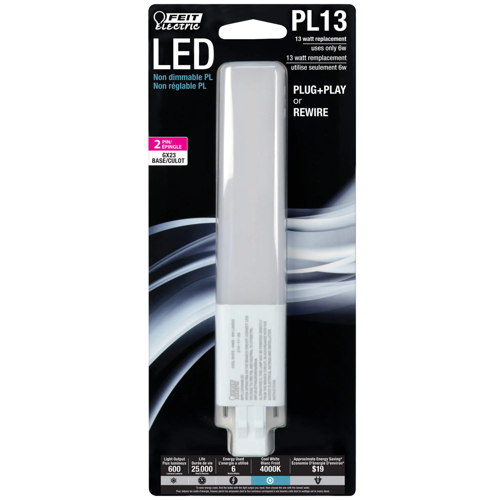 600 Lumen 4000K Horizontal PL LED - Cheap-Us