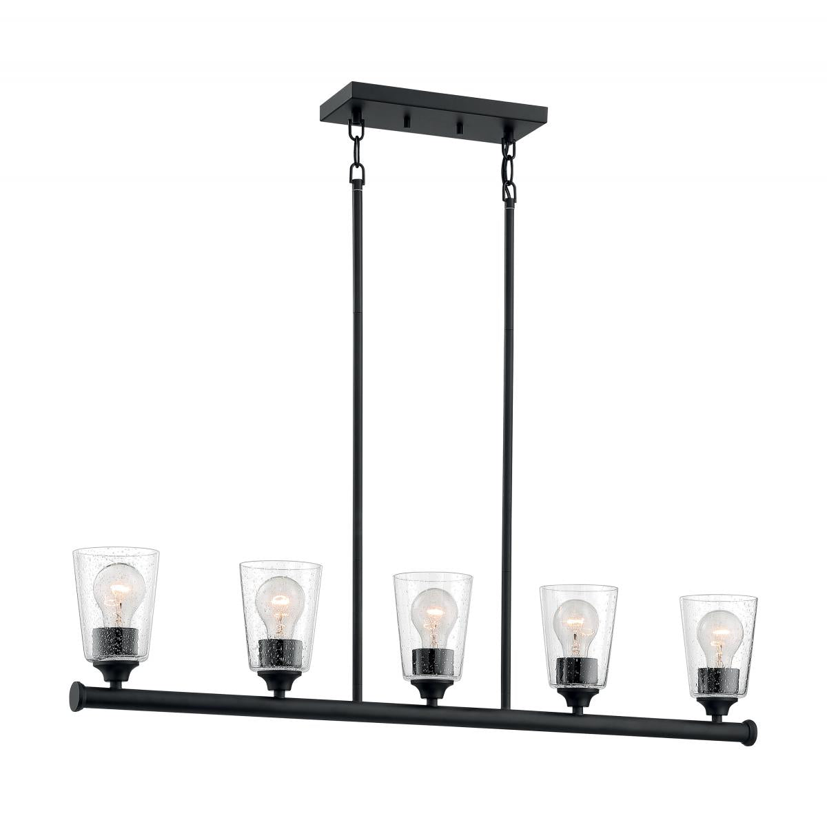 60-7286 BRANSEL 5 LT ISLAND PENDANT Bransel - 5 Light Island Pendant with Seeded Glass - Matte Black Finish - Cheap-Us