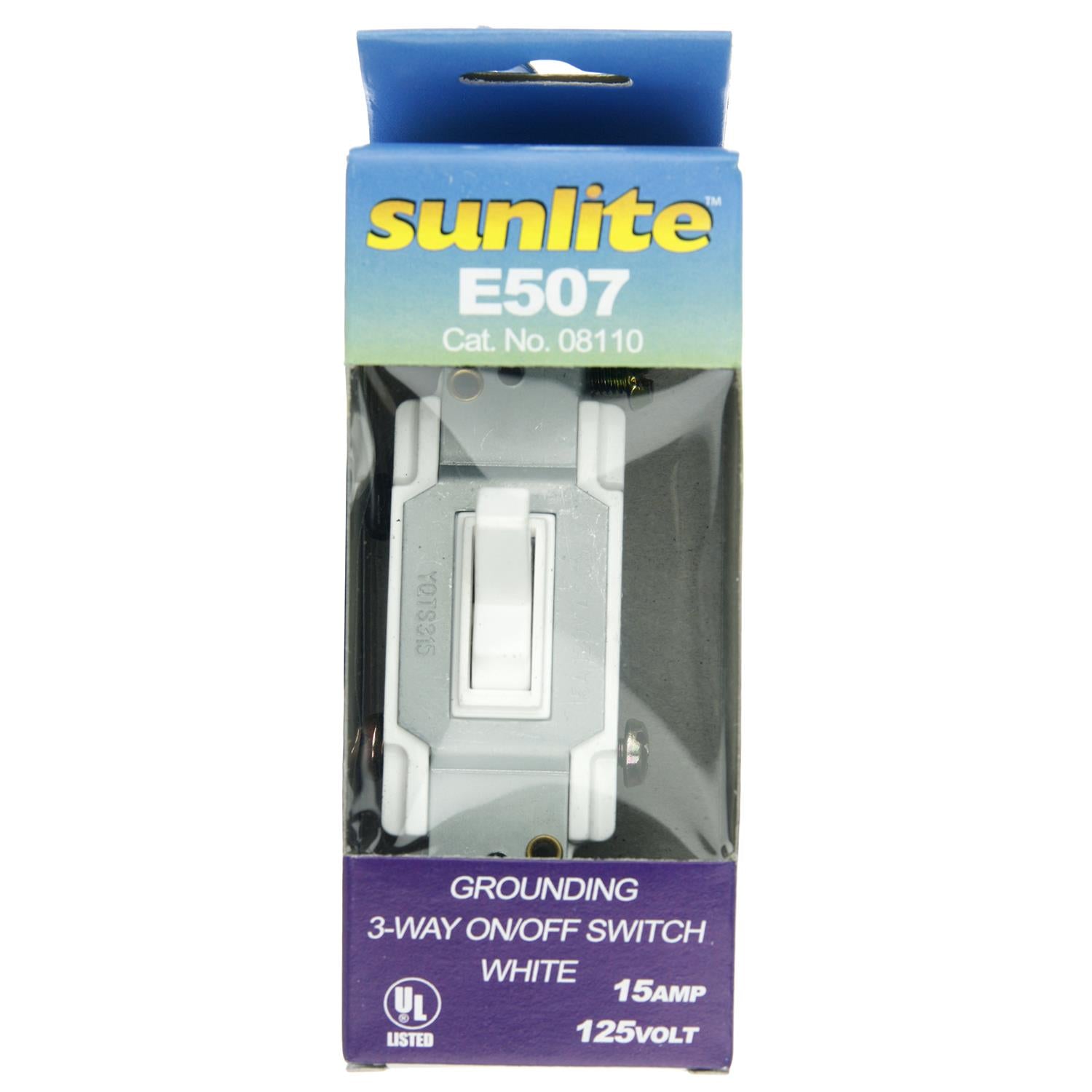 Sunlite E507 3 Way Grounded Toggle Switch, White - Cheap-Us