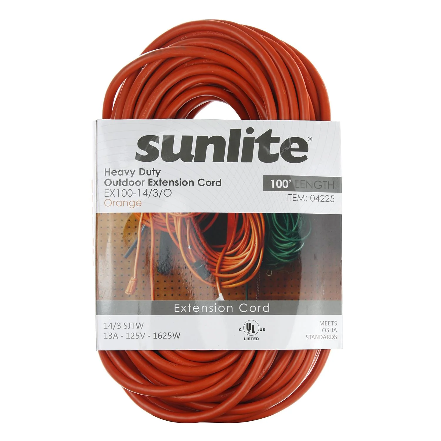 Sunlite EX100-14/3 Heavy Duty 100 Foot Orange Outdoor Extension Cord - Cheap-Us